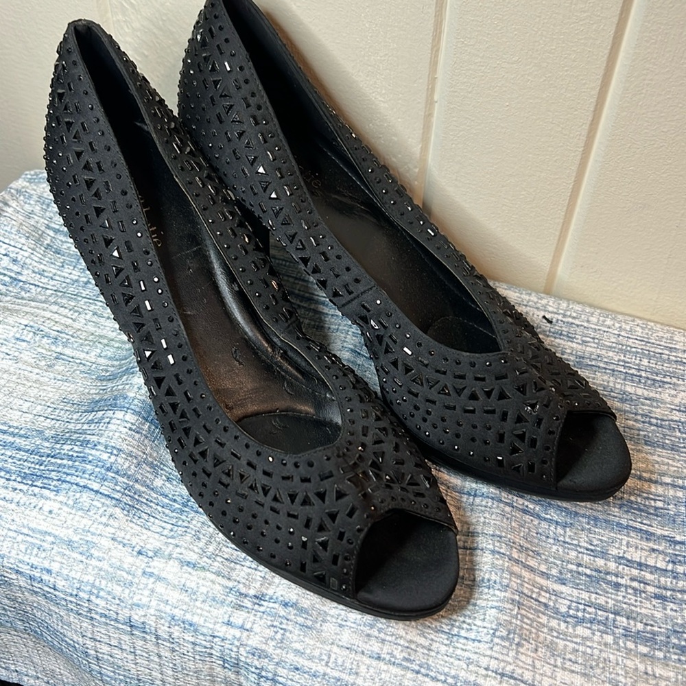 Kelly & Katie Black Stone Heels